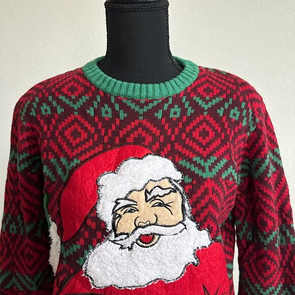33 Degrees Ugly Christmas Sweater Mens Small Knit Pullover Santa Clause Beer - Picture 2 of 9